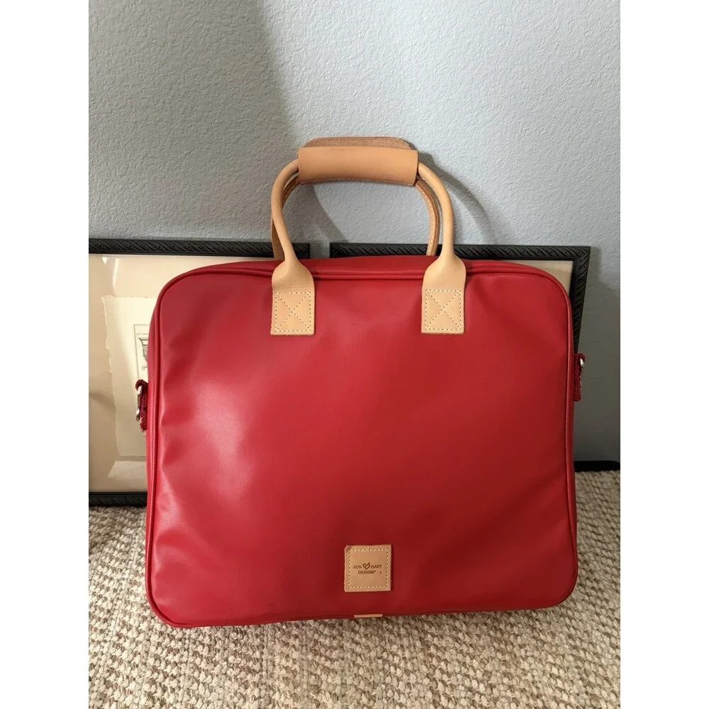 RARE Jon Hart Red Coachman Laptop Work Bag W/Strap and Key Fob Included CLEAN!